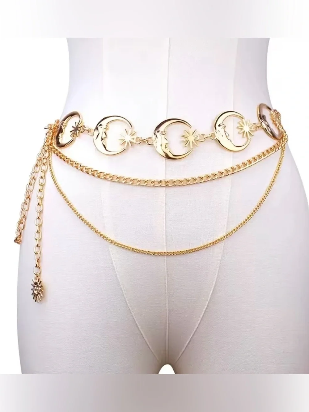 NEW! Gold Chain Link Waist Belt.  Boho Moon & Star Belt 🌙✨ A8-262